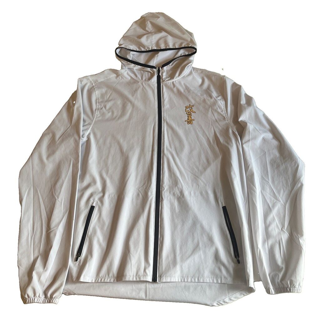 Kaizen Volleyball Club Windbreaker Unisex L White Player Travel Warmup Full Zip